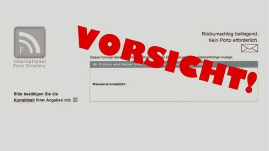 Achtung: Auftragsfalle "International Fairs Directory"